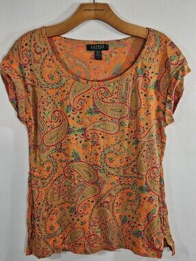Ralph Lauren Paisley Top PM Orange